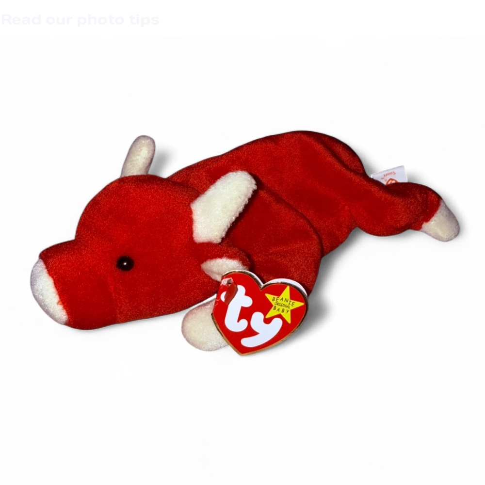RARE ERROR TAGS 1995 Ty Snort Red Bull Beanie Baby Excellent Condition/Open2Bids